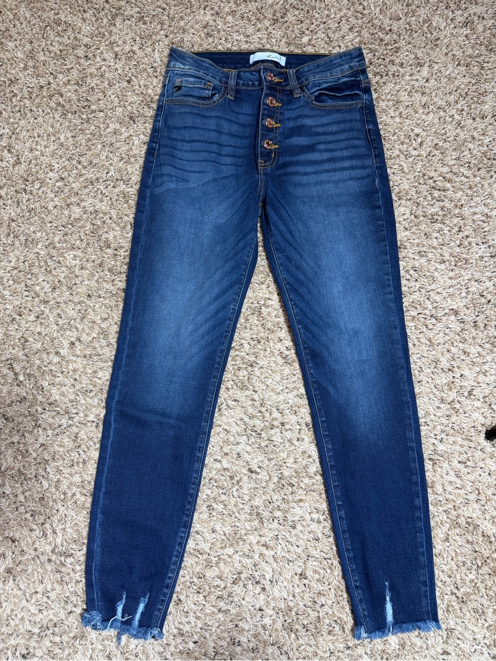 KanCan High-Rise Button-Fly Dark Blue Skinny Jeans